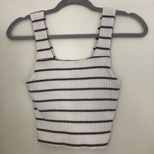 american eagle white tank with black stripes